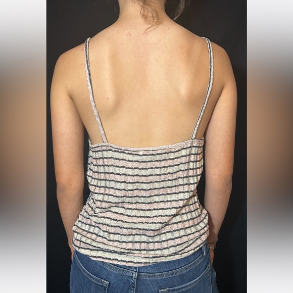 Zara top, pink and black striped knitted tank top size medium - Picture 6 of 16